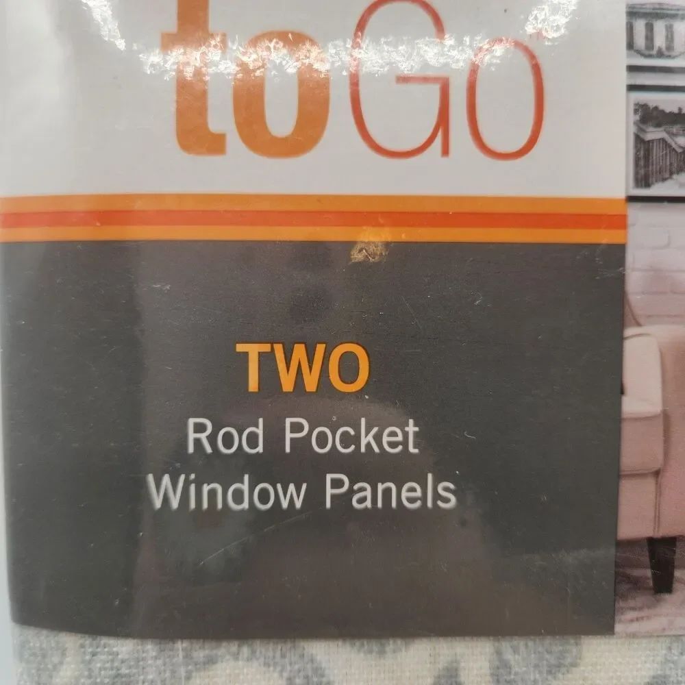 Pairs to Go Brockwell Spa Rod Pocket Curtain Two Panels Ivory Gray 56x95 New